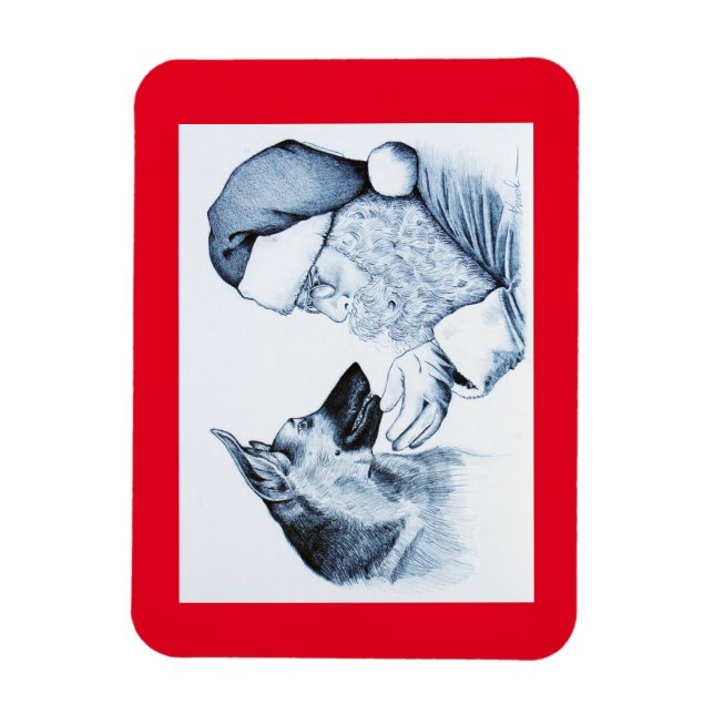 German Shepherd and Santa Claus Magnet (Vertical)