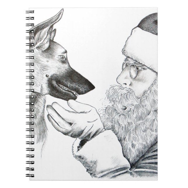 German Shepherd and Santa Claus Spiral Notebook (Front)
