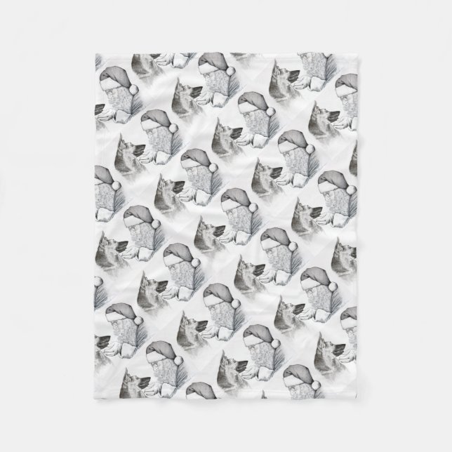 German Shepherd and Santa Fleece Blanket (Front)