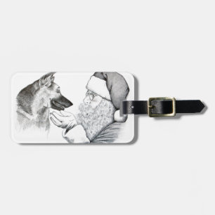 German Shepherd and Santa Luggage Tag