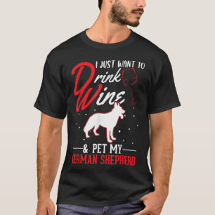 German Shepherd And Wine T-Shirt