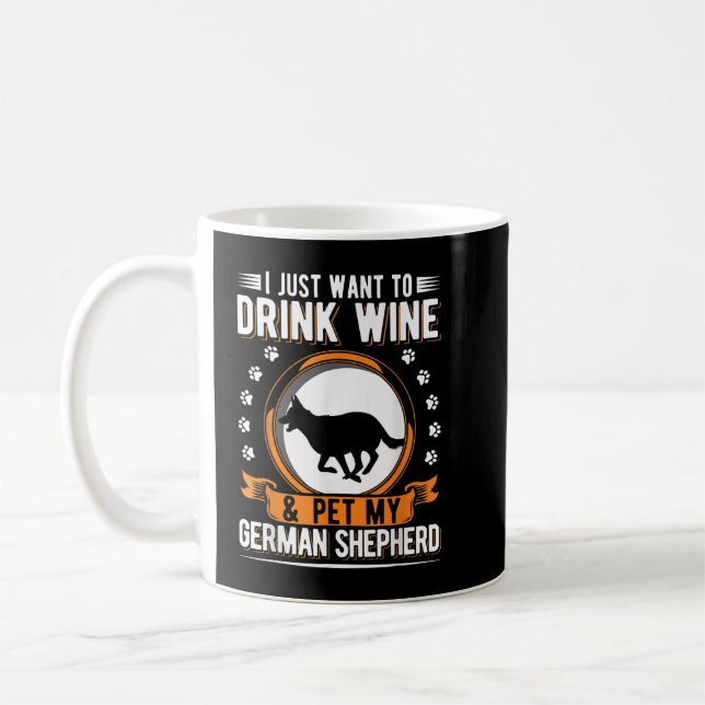 German Shepherd And Wines Coffee Mug (Left)