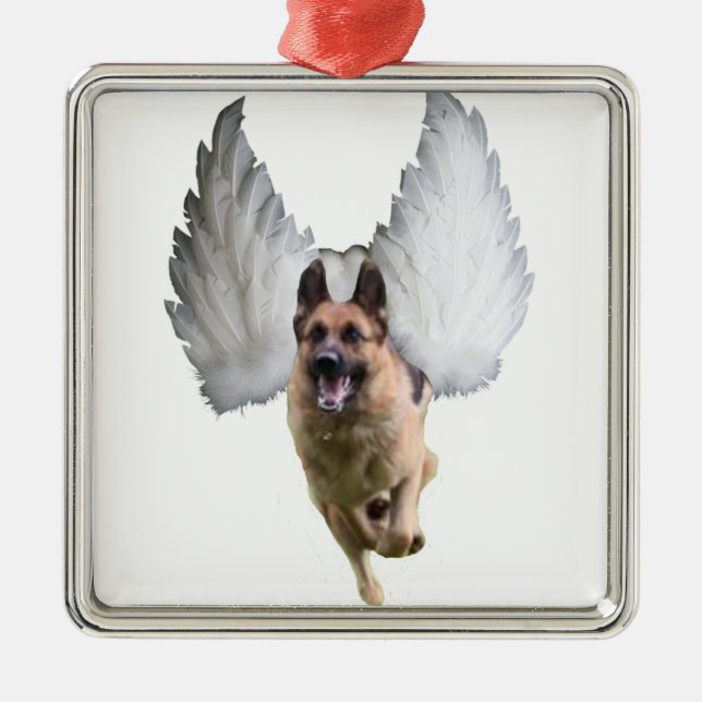 German Shepherd Angel Metal Tree Decoration (Front)