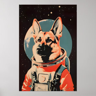 German Shepherd Astronaut Poster, German Shepherd Poster