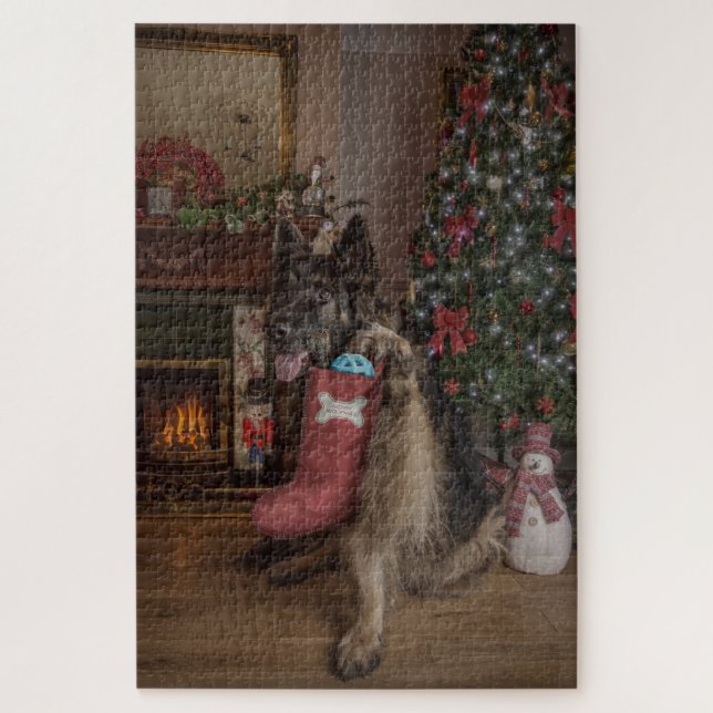 German shepherd at christmas jigsaw puzzle (Vertical)