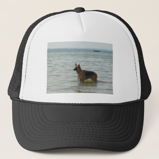 German Shepherd at the Beach Trucker Hat (Front)