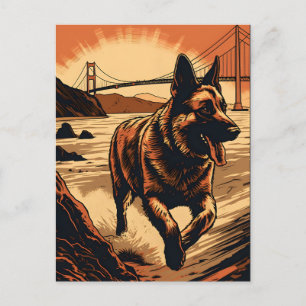 German-Shepherd at the Golden Gate Bridge Postcard