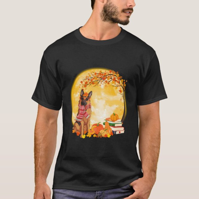 German Shepherd Autumn Fall Pumpkin Truck Mappe Th T-Shirt (Front)