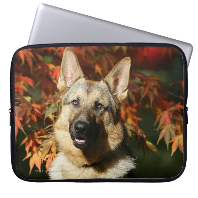 German Shepherd Autumn Leaves Laptop Sleeve (Front)