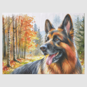 German Shepherd Autumn Season Watercolor Tissue Paper