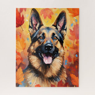 German Shepherd Autumn Thanksgiving Jigsaw Puzzle