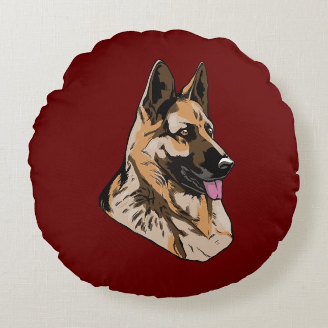 German Shepherd Awesome Guard Dog Round Cushion (Front)