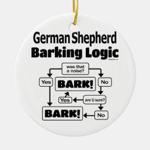 German Shepherd Barking Logic Ceramic Tree Decoration