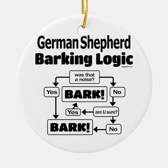 German Shepherd Barking Logic Ceramic Tree Decoration (Front)