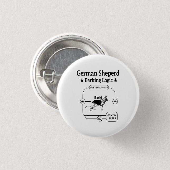 German Shepherd Barking Logic Funny Dog Sarcastic 3 Cm Round Badge (Front & Back)