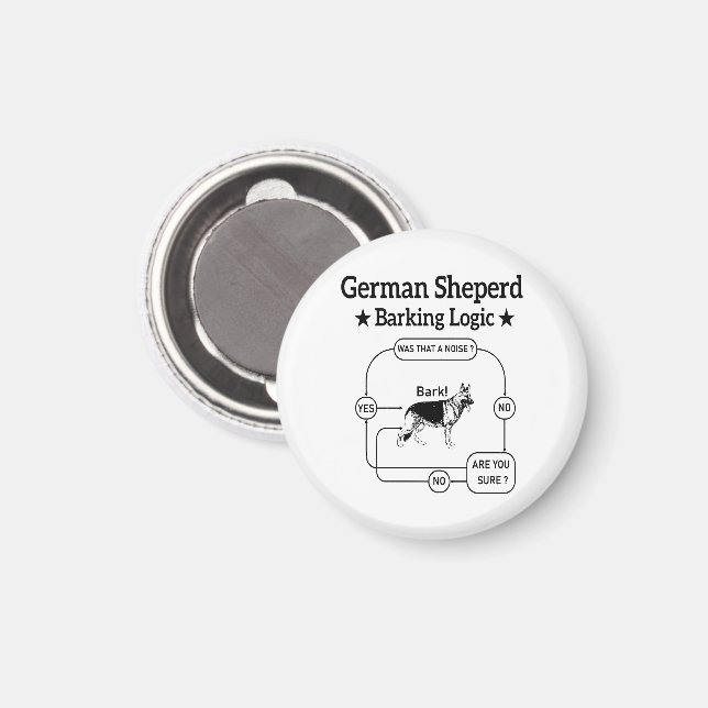 German Shepherd Barking Logic Funny Dog Sarcastic Magnet (Front/Back)