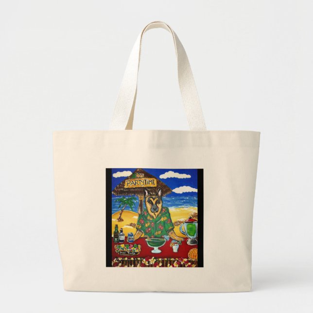 German Shepherd Bartender Large Tote Bag (Front)