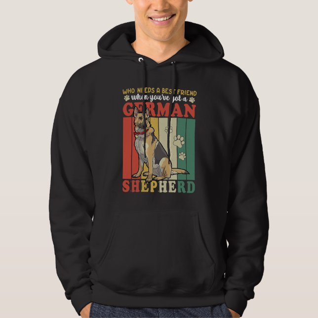 German Shepherd  Best Dog Friend Retro Plus Size Hoodie (Front)