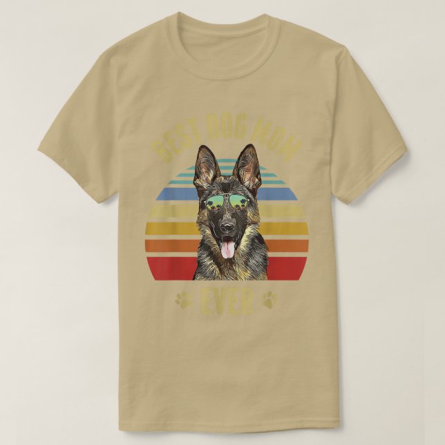 German Shepherd Best Dog Mom Ever Retro Beach Vibe T-Shirt (Design Front)