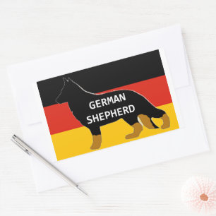 German Shepherd Bi Colour name Silhouette Rectangular Sticker
