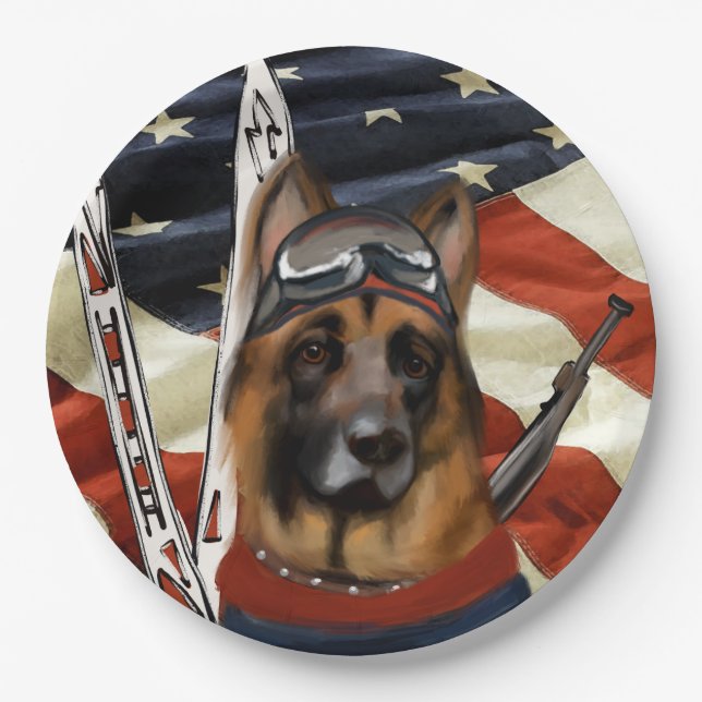 GERMAN SHEPHERD BIATHLON  PAPER PLATE (Front)