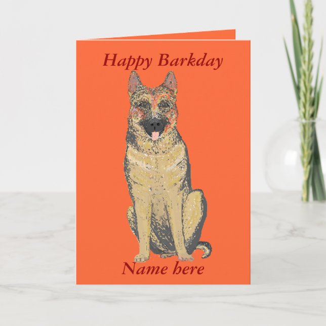 German Shepherd Birthday Card add name customise (Front)