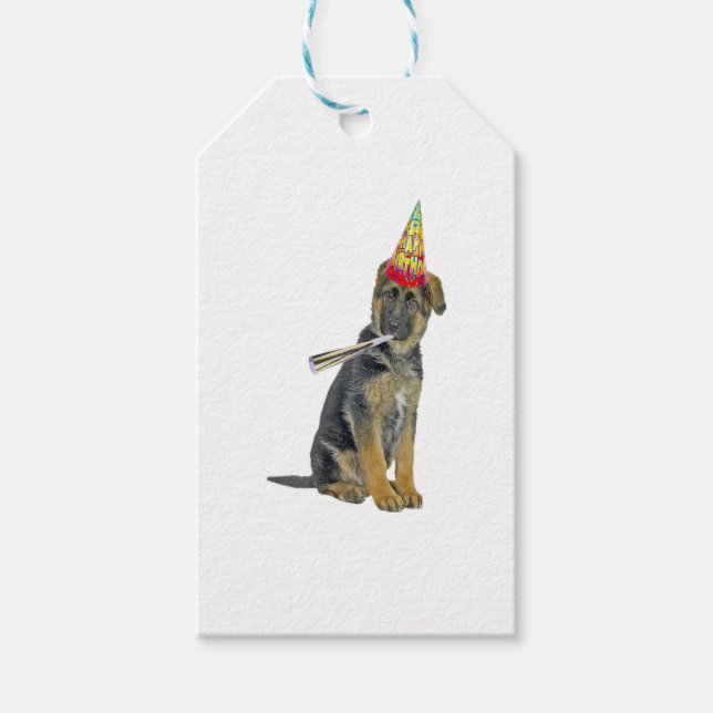 German Shepherd Birthday  Gift Tags (Front)
