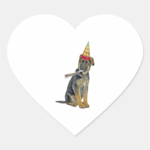 German Shepherd Birthday Heart Sticker