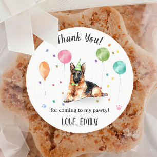 German Shepherd Birthday Thank You Classic Round Sticker