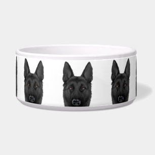 german shepherd Black ceramic dog feeding