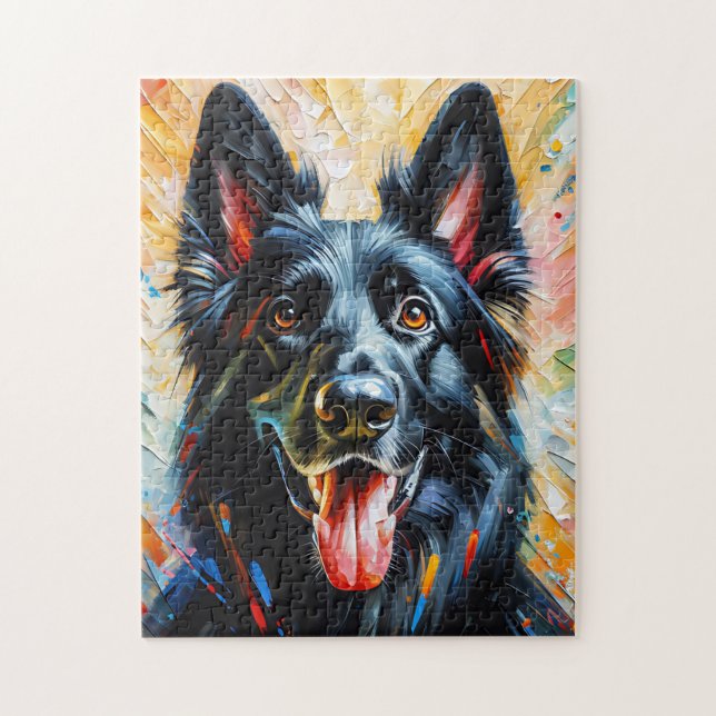 German Shepherd Black Dog Acrylic Print Dog Lover Jigsaw Puzzle (Vertical)