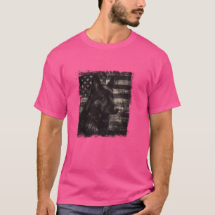 German Shepherd Black Dog Dad Patriotic America T-Shirt