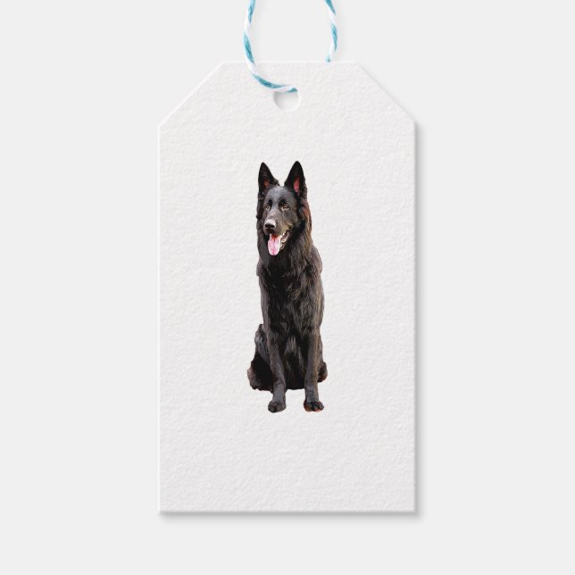 German Shepherd Black Dog  Gift Tags (Front)