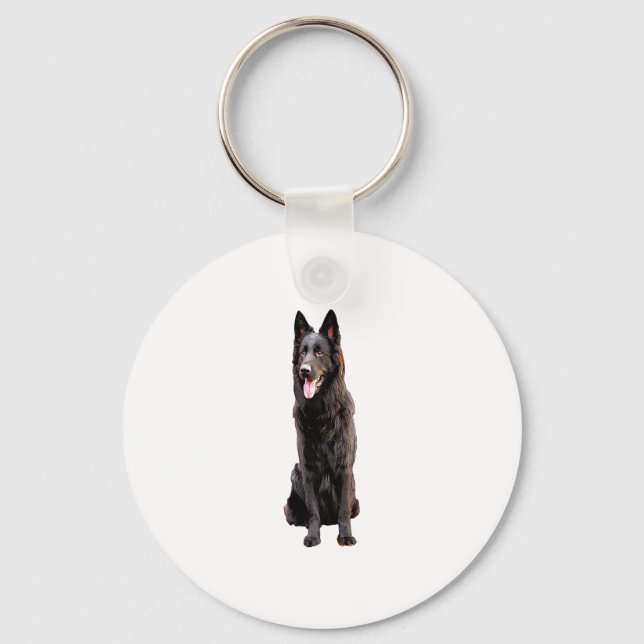 German Shepherd Black Dog  Key Ring (Front)