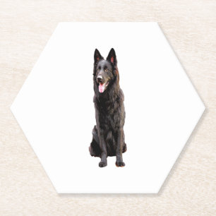 German Shepherd Black Dog Paper Coaster