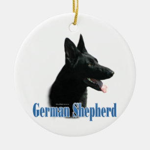 German Shepherd (black) Name Ceramic Tree Decoration