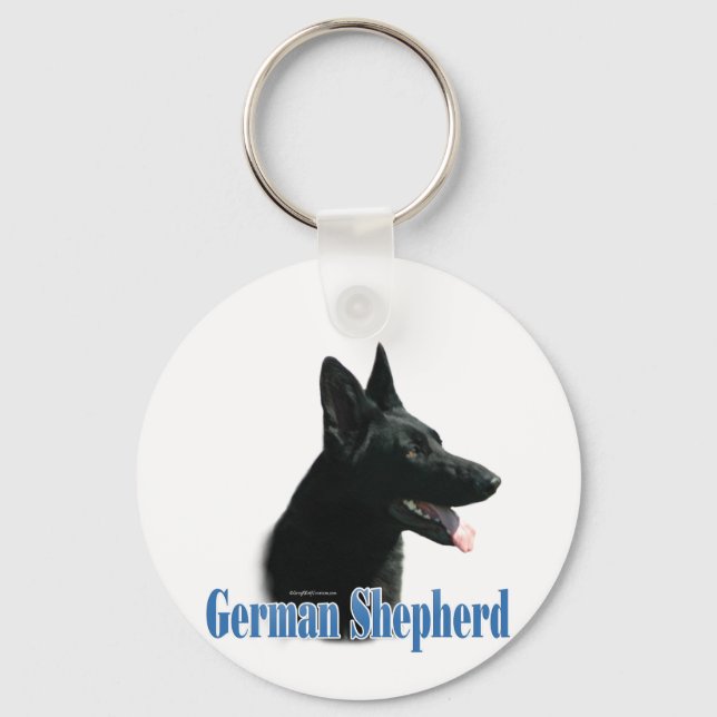 German Shepherd (black) Name Key Ring (Front)