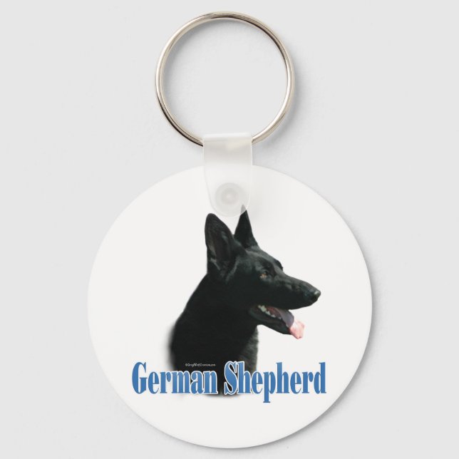German Shepherd (black) Name Key Ring (Front)
