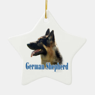 German Shepherd (black/tan) Name Ceramic Tree Decoration