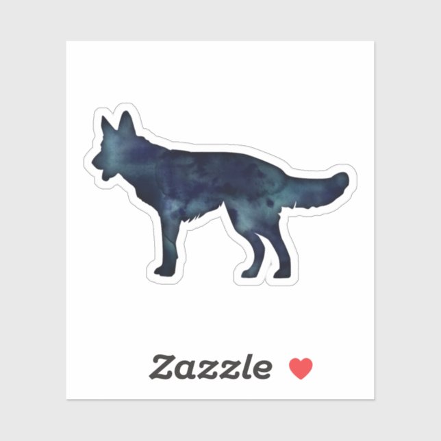 German Shepherd Black Watercolor Silhouette (Sheet)