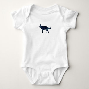 German Shepherd Black Watercolor Silhouette Baby Bodysuit