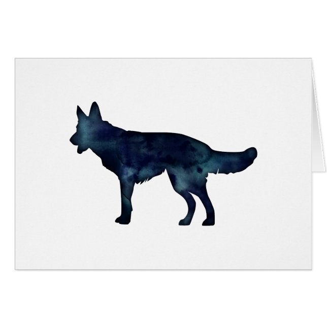 German Shepherd Black Watercolor Silhouette Card (Front Horizontal)