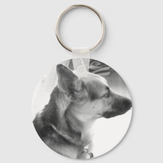 German Shepherd/black & White Photo Key Ring