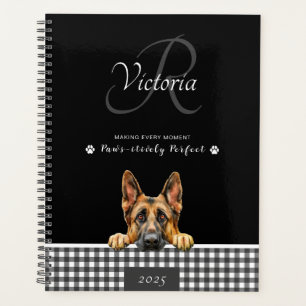 German Shepherd Black White Plaid Custom Planner