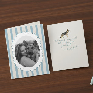 German Shepherd Blue Striped Photo  Thank You Card