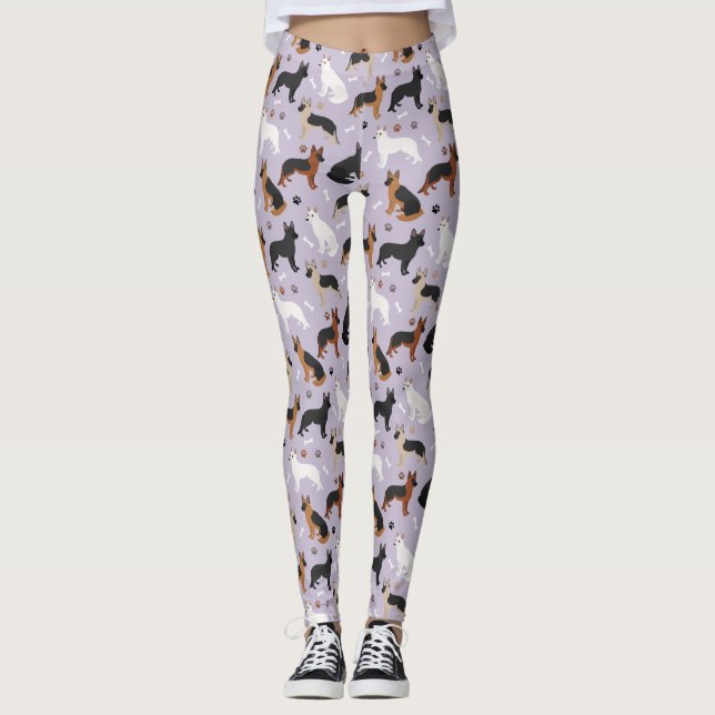 German Shepherd Bones and Paws Leggings (Front)
