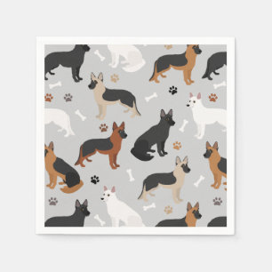 German Shepherd Bones and Paws Napkins