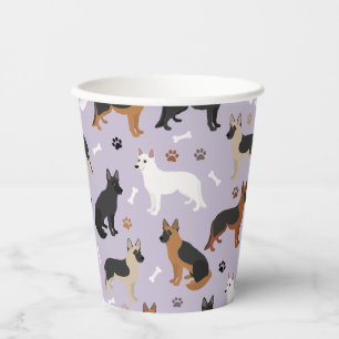 German Shepherd Bones and Paws Paper Cups
