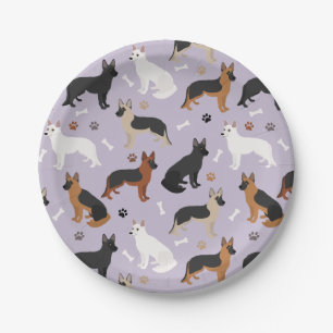 German Shepherd Bones and Paws Paper Plate