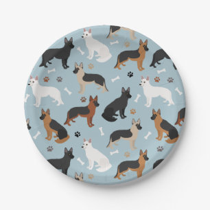 German Shepherd Bones and Paws Paper Plate